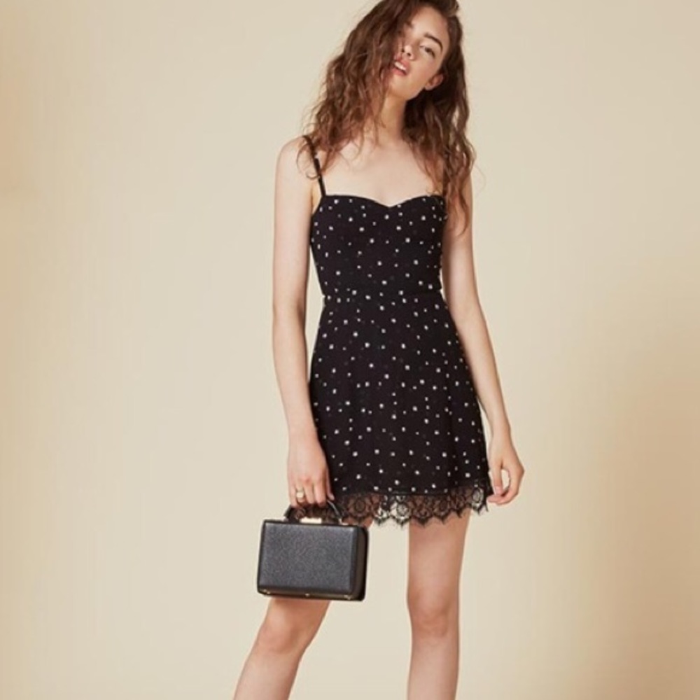 Reformation “Lisa” Star lace trim dress